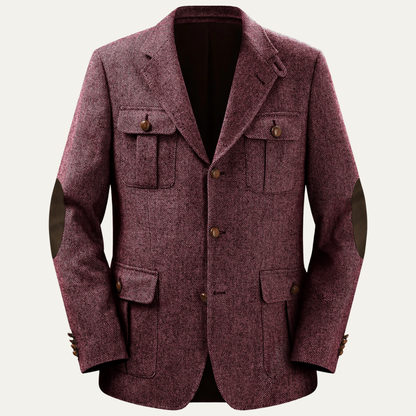 Men's Tweed Blazer Jacket Elbow Patches