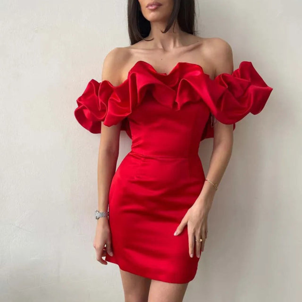 Ladies Elegant Ruffled Party Mini Dress