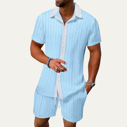 Men's Short Sleeve Shirt And Shorts Set Breathable