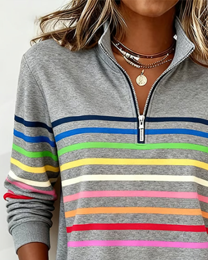 Women's Crew Neck Sweatshirt Ribbed Hem