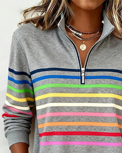 Women's Crew Neck Sweatshirt Ribbed Hem