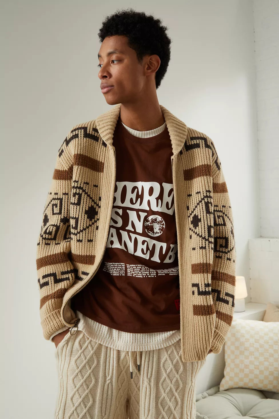 Men's Knitted Cardigan Zipper Jacquard Timeless Style - VibreMode