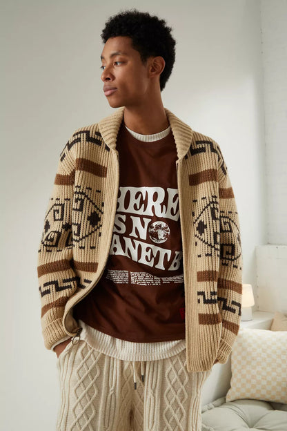 Men's Knitted Cardigan Zipper Jacquard Timeless Style - VibreMode