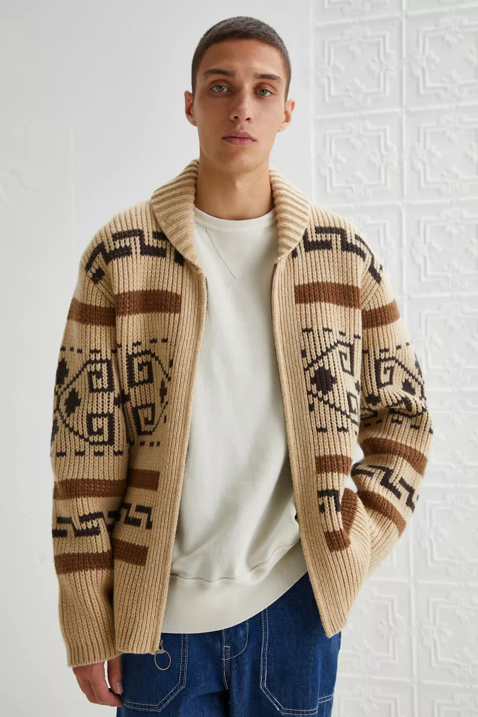 Men's Knitted Cardigan Zipper Jacquard Timeless Style