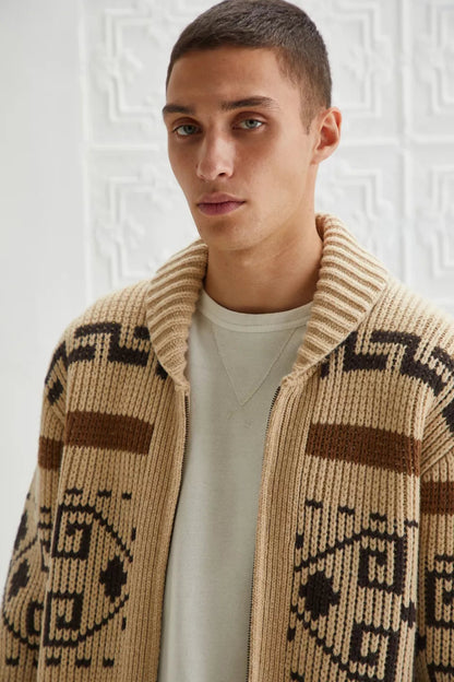 Men's Knitted Cardigan Zipper Jacquard Timeless Style
