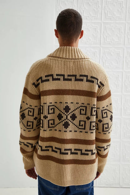 Men's Knitted Cardigan Zipper Jacquard Timeless Style