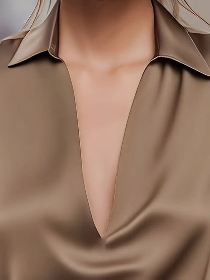 Women's Long Sleeve Blouse Draped Neck