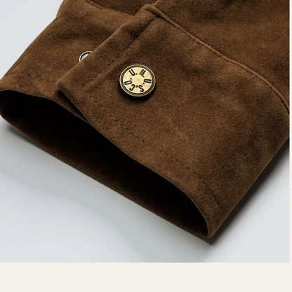 Men's Suede Bomber Jacket Zip Up Retro Style