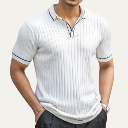 Mens Ribbed Polo Shirt Knit Business