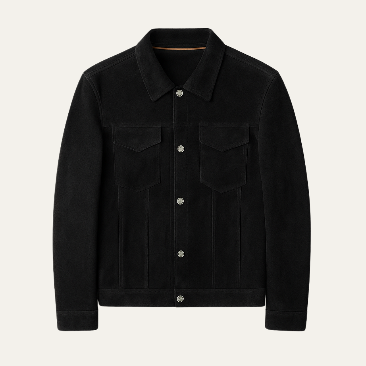 Men's Suede Jacket Button Up Casual Brown - VibreMode