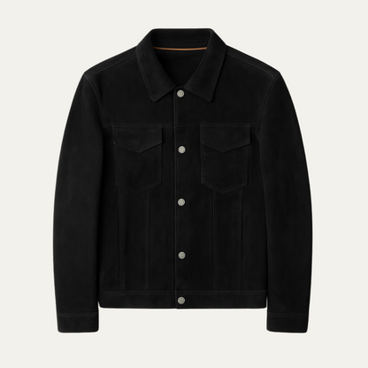 Men's Suede Jacket Button Up Casual Brown - VibreMode