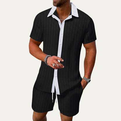 Men's Short Sleeve Shirt And Shorts Set Breathable