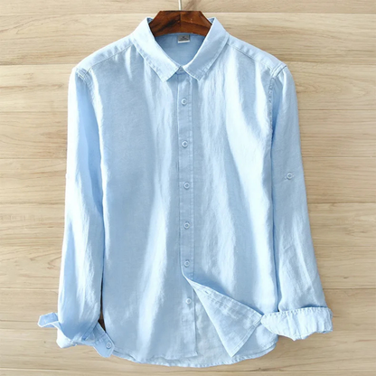 Men's Linen Casual Button Up Shirt Italian Style