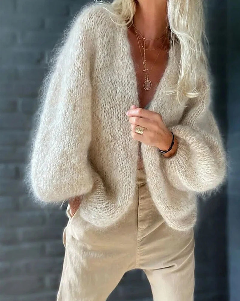 Zobra Women's Solid Color Cardigan Wide Sleeves - VibreMode