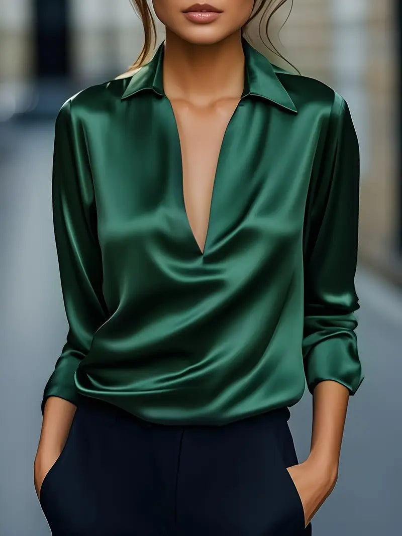 Luxury Soft V-Neck Satin Top