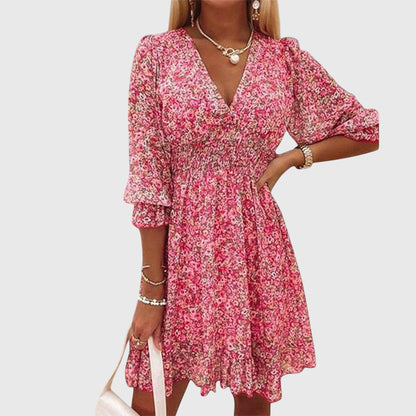 Floral V-Neck Women's Midi Sundress