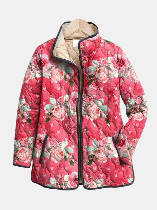 Women's Floral Heart Pattern Jacket - VibreMode