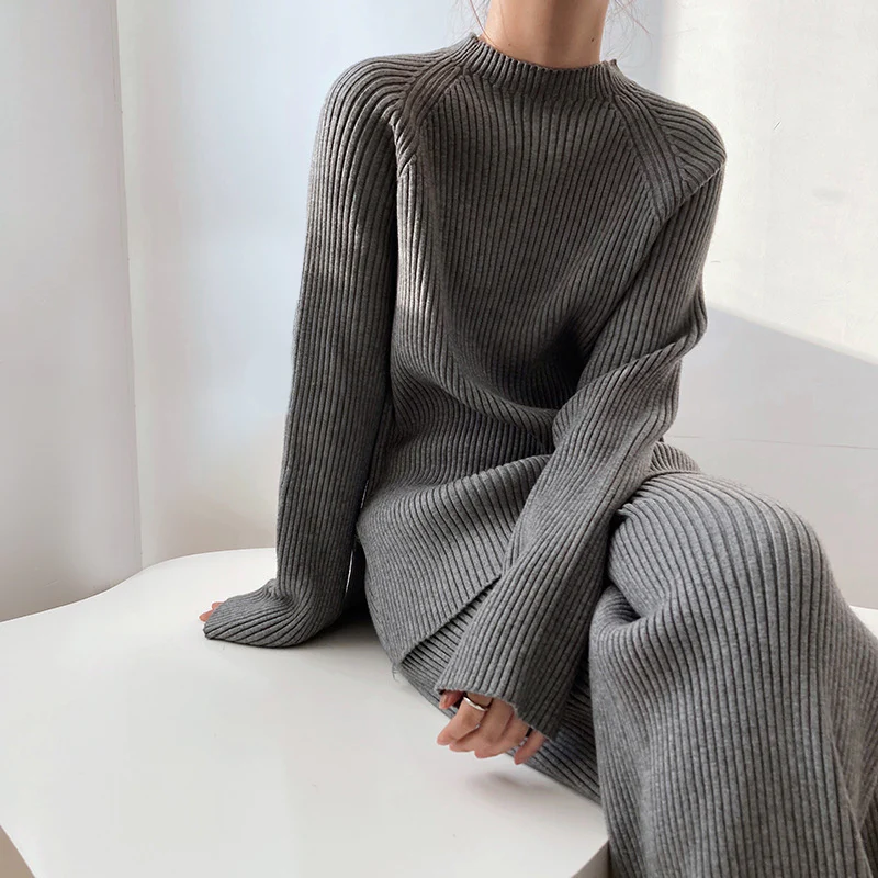 Women's Wide Leg Knit Two-Piece Set