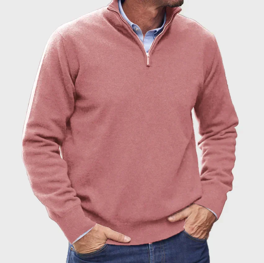 Men's Knit Half-Zip Jumper Ribbed Cuffs