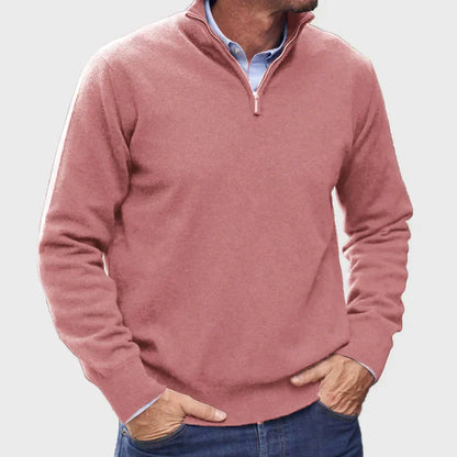Men's Knit Half-Zip Jumper Ribbed Cuffs