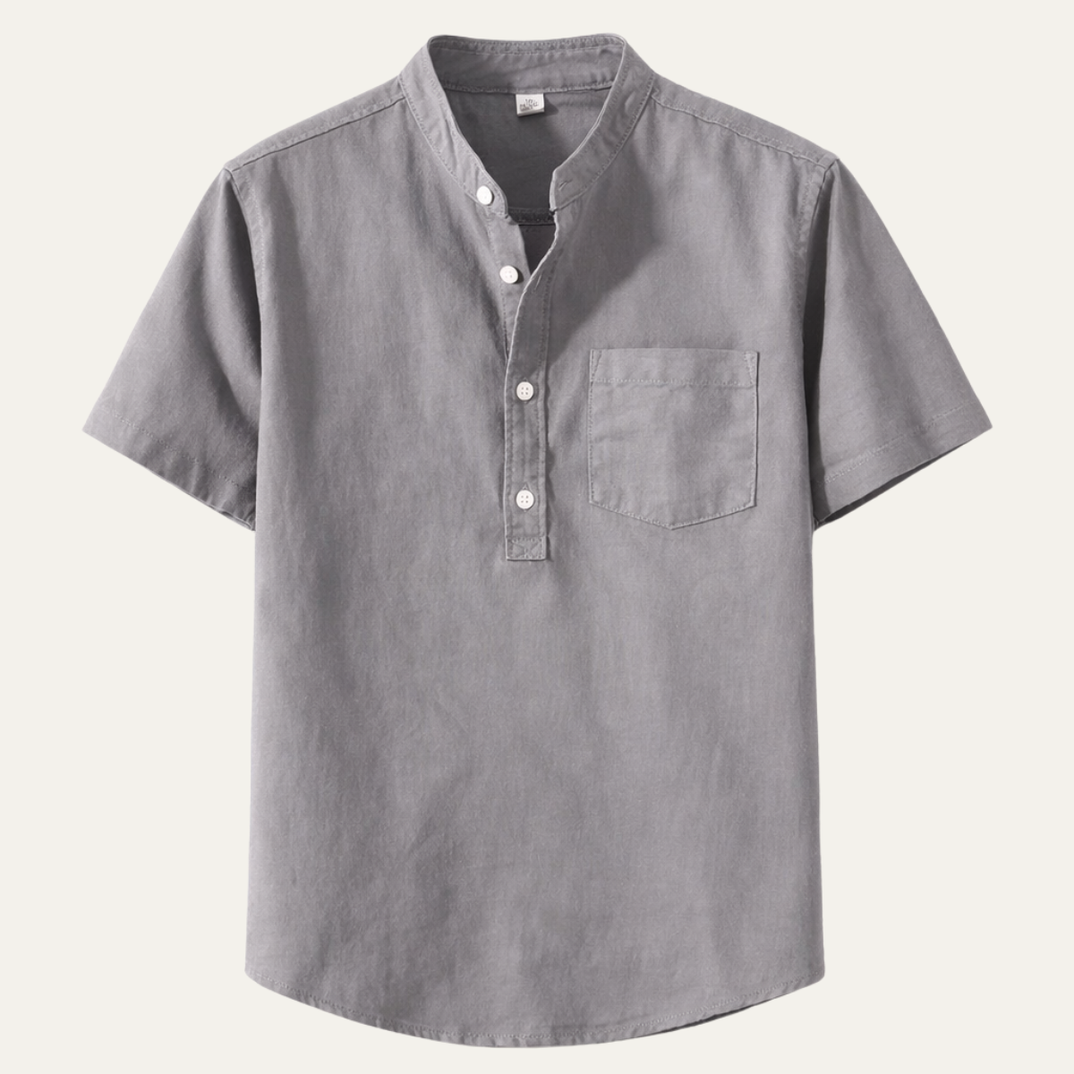 Men's Henley Shirt Stand Collar Cotton Summer White - VibreMode