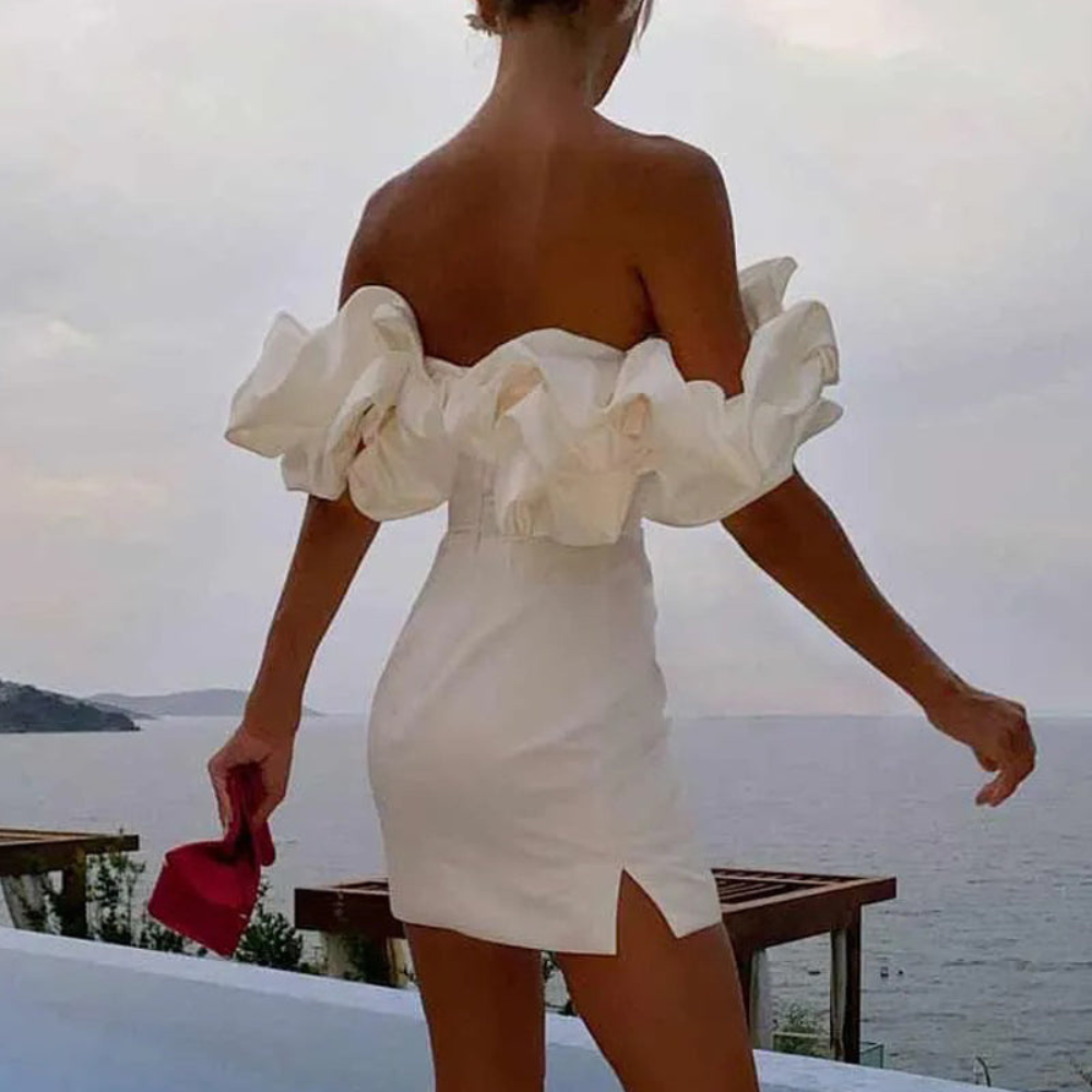 Elegant Ladies Ruffled Party Mini Dress