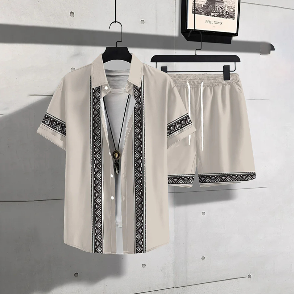 Meadowford Men's Print Shirt And Shorts Set Lightweight