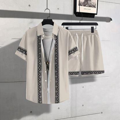 Meadowford Men's Print Shirt And Shorts Set Lightweight