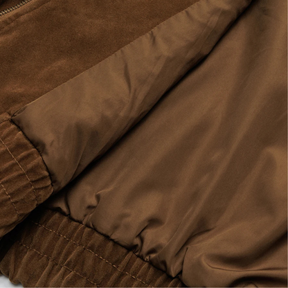 Men's Suede Bomber Jacket Zip Up Retro Style