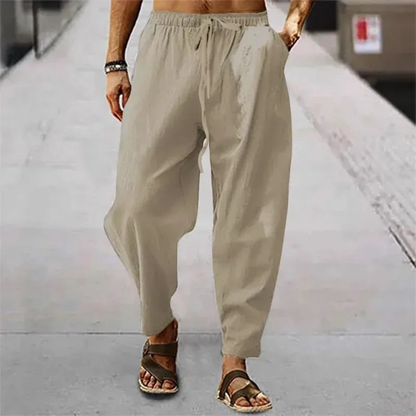 Men's Cotton Linen Wide Leg Casual Pants