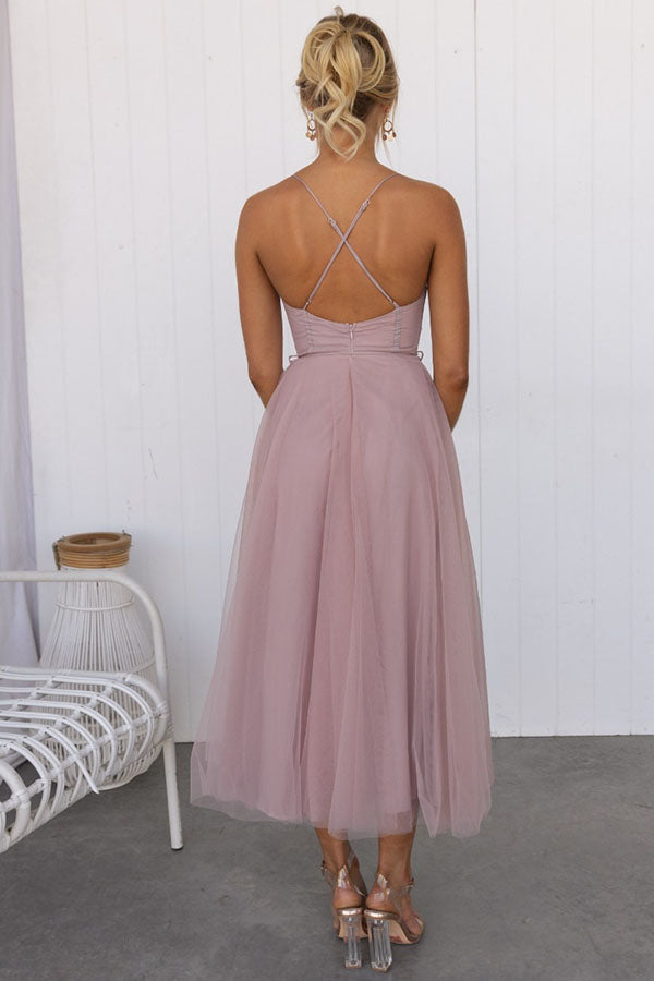 Women's Corset Midi Dress Tulle Skirt