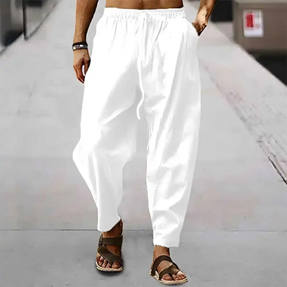 Men's Cotton Linen Wide Leg Casual Pants