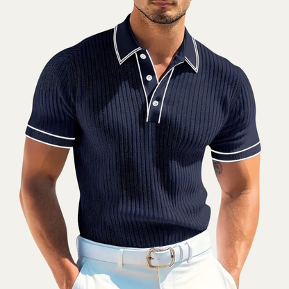 Mens Ribbed Polo Shirt Knit Business