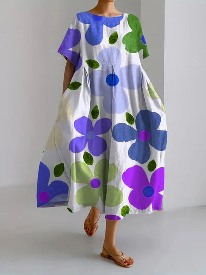 Vibrant Floral Midi Dress for Warm Summer Days