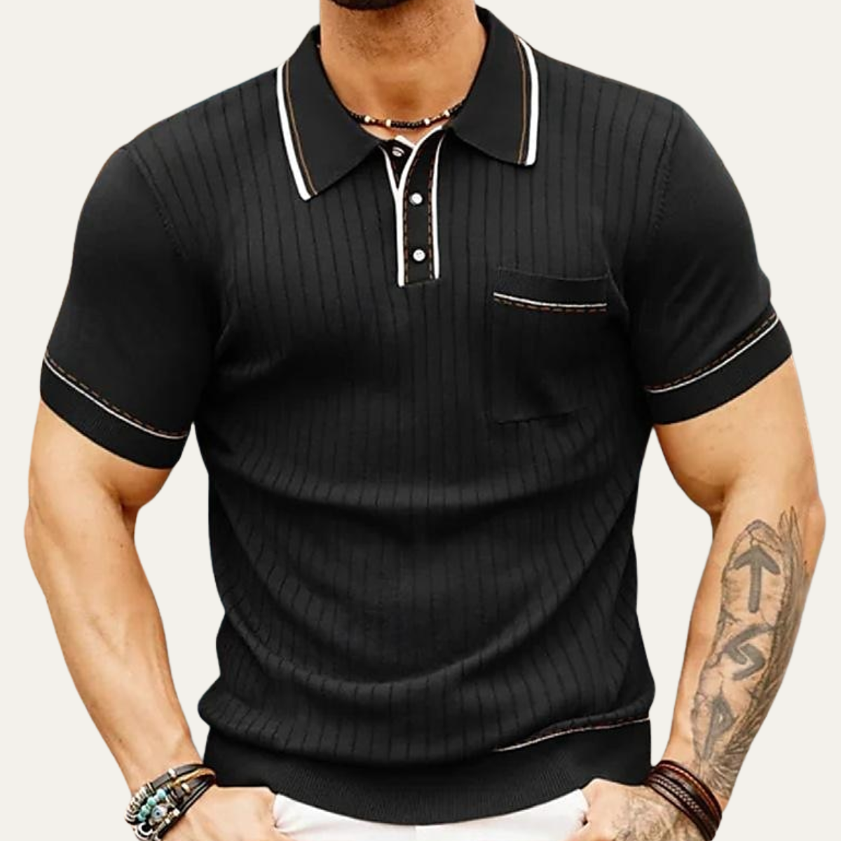 Mens Ribbed Polo Shirt Knit Business