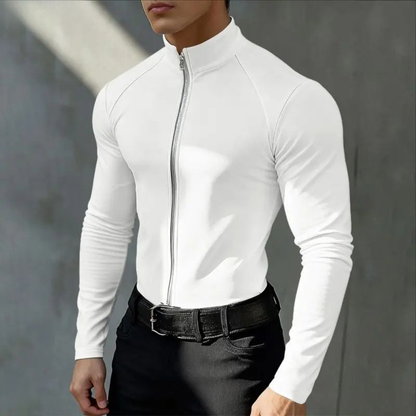 Men's Slim Fit Turtleneck Zip Up Shirt