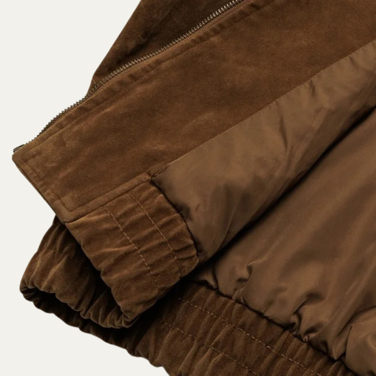 Men's Suede Bomber Jacket Zip Up Retro Style