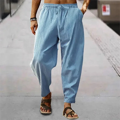 Men's Cotton Linen Wide Leg Casual Pants