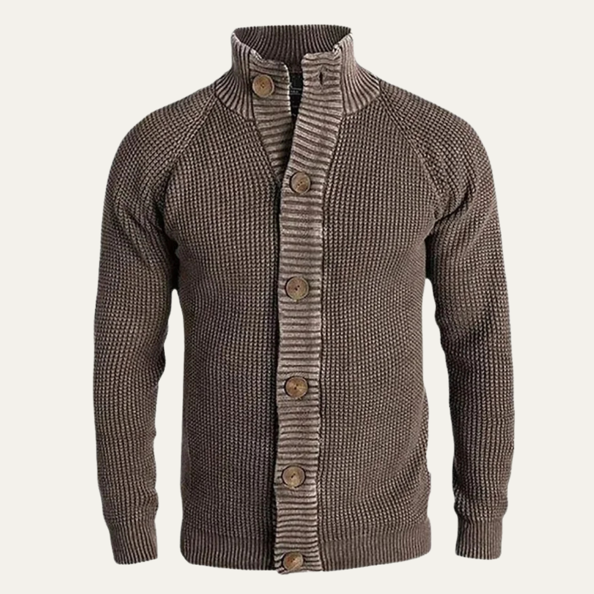 Men's Chunky Knit Cardigan High Collar Winter Sweater - VibreMode