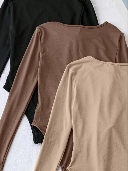 Women's Long Sleeve Bodysuits 3-Pack