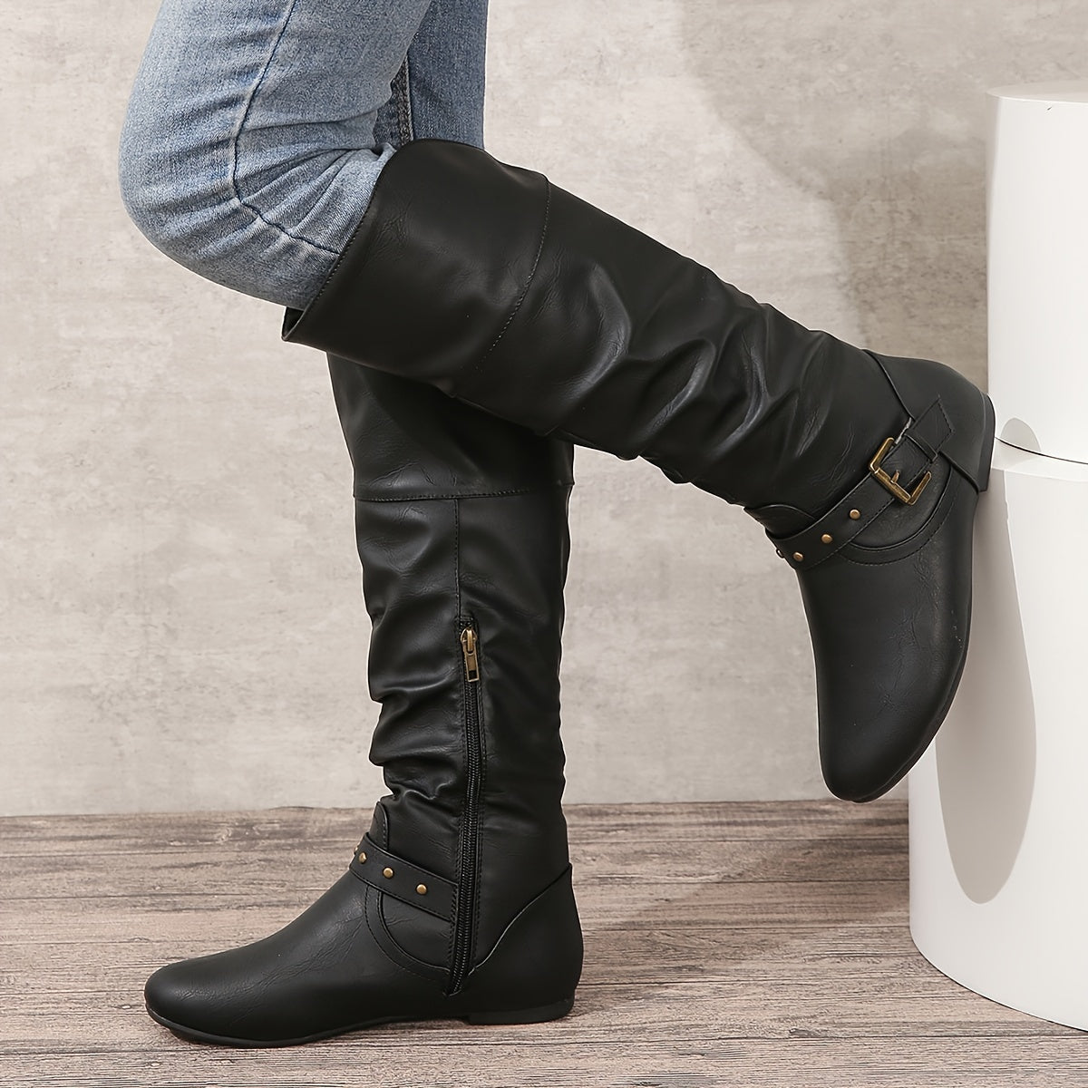 Ladies Tall Boots with Side Zip Detail