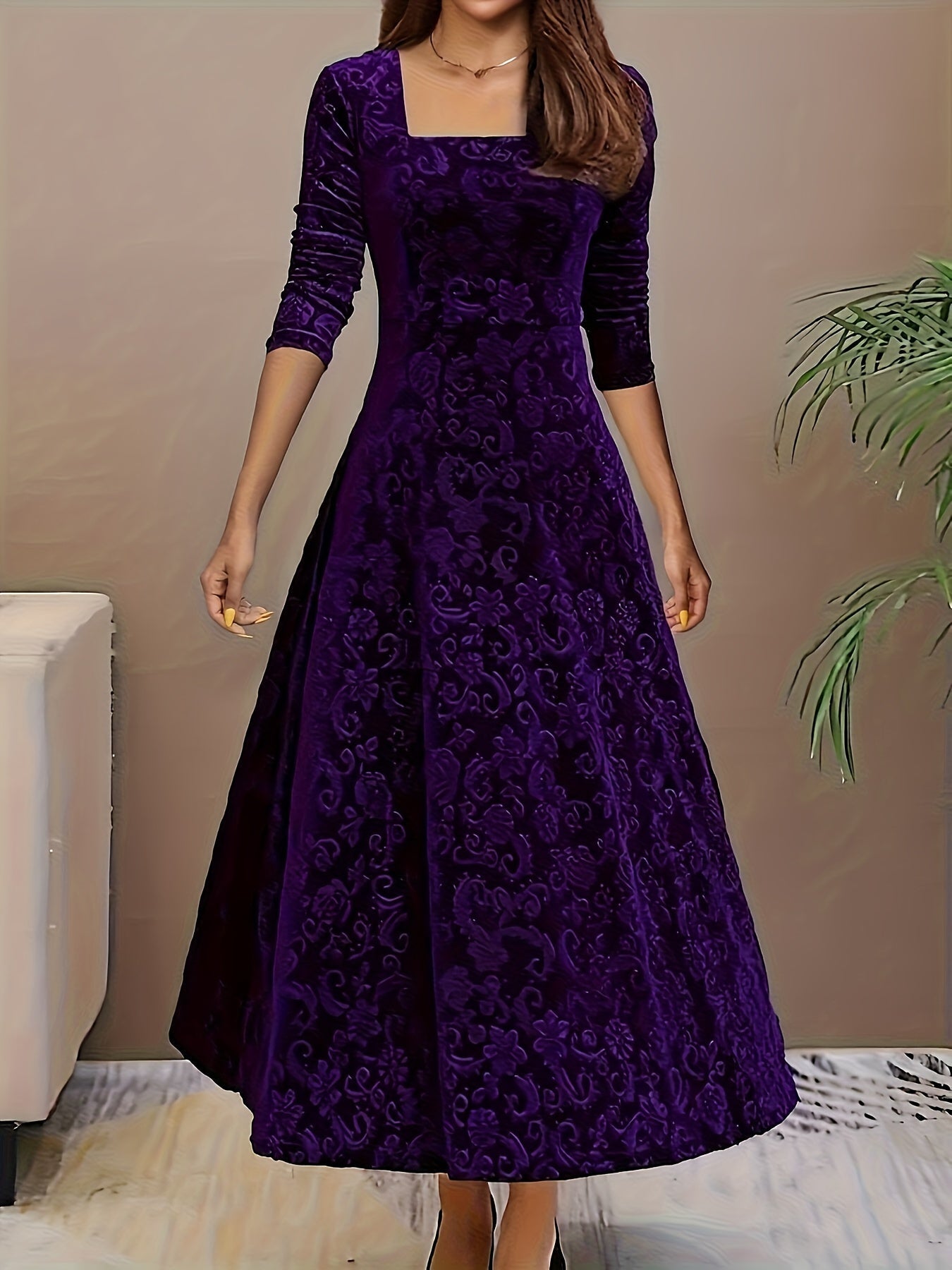 Warm Women's Long Sleeve Winter Maxi Dress