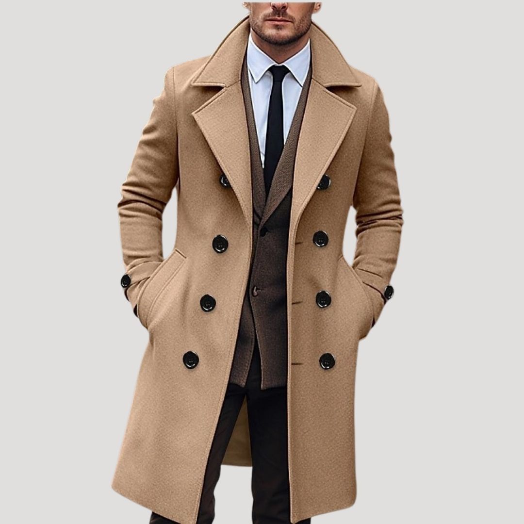 Classic Men's Spring Overcoat with Double Breasted Style