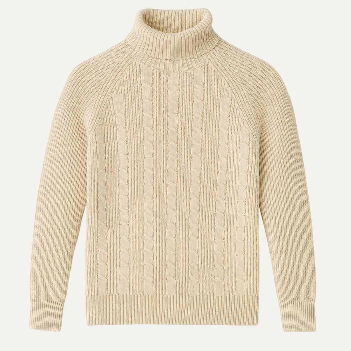 Men's Classic Cable Knit Turtleneck Sweater - VibreMode