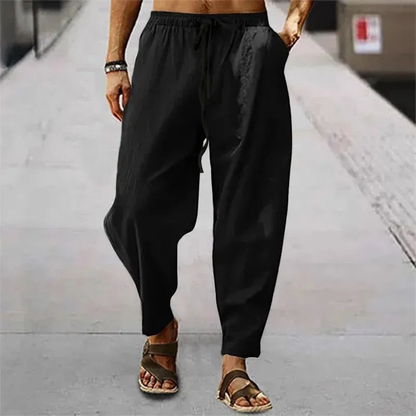 Men's Cotton Linen Wide Leg Casual Pants