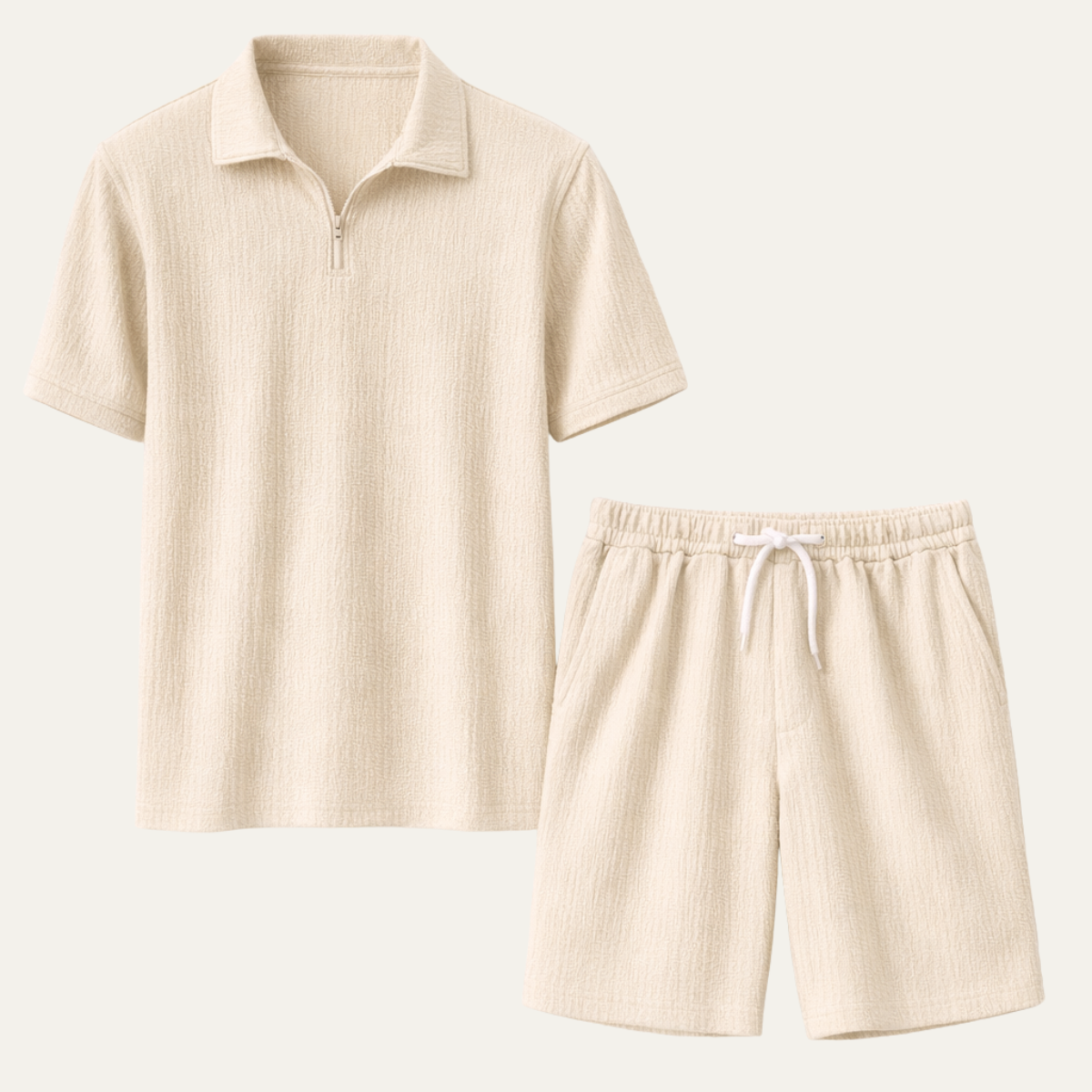 Men's Polo Shirt And Shorts Set Solid Color Casual - VibreMode