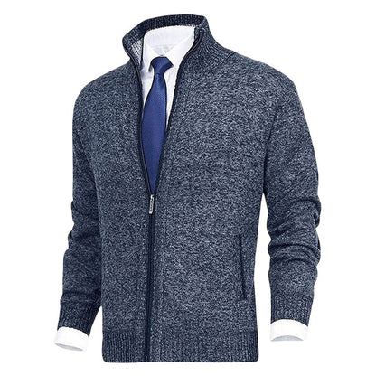 Knitted Zip Up Cardigan With Pockets