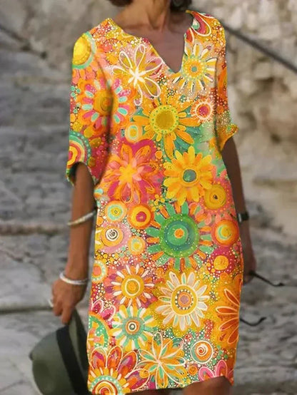 Women's Floral Dress Vibrant Print