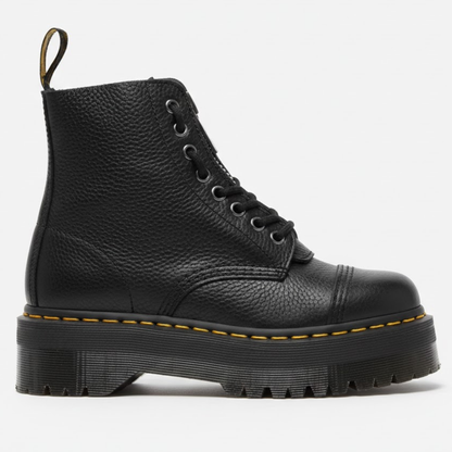Trendy Leather Biker Boots Zip Up Winter Shoes - VibreMode