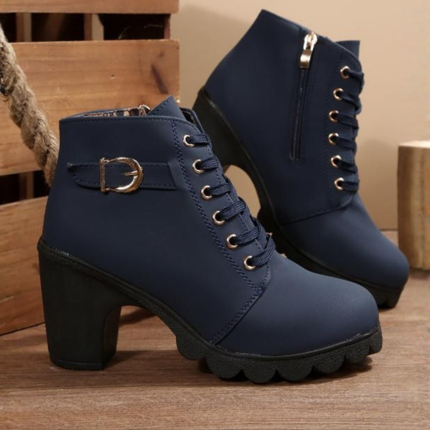 Trendy Lace Up High Heel Ankle Boots